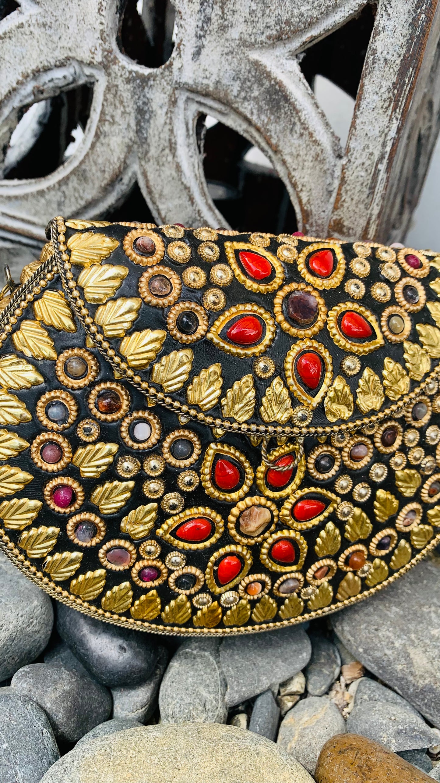 Bohemian style handcrafted metal / Brass Clutch CLEARANCE #90274