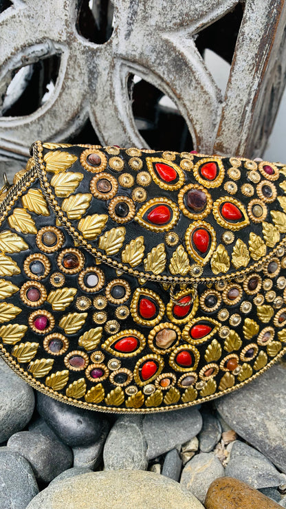 Bohemian style handcrafted metal / Brass Clutch CLEARANCE #90274