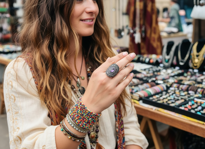 Handcrafted Natural stones ring # RIN2134