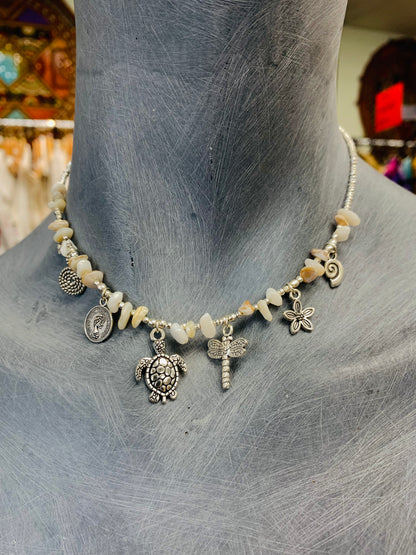 BOHEMIAN STYLE HANDCRAFTED BEADS AND CHARMS NECKLACE #NECK30