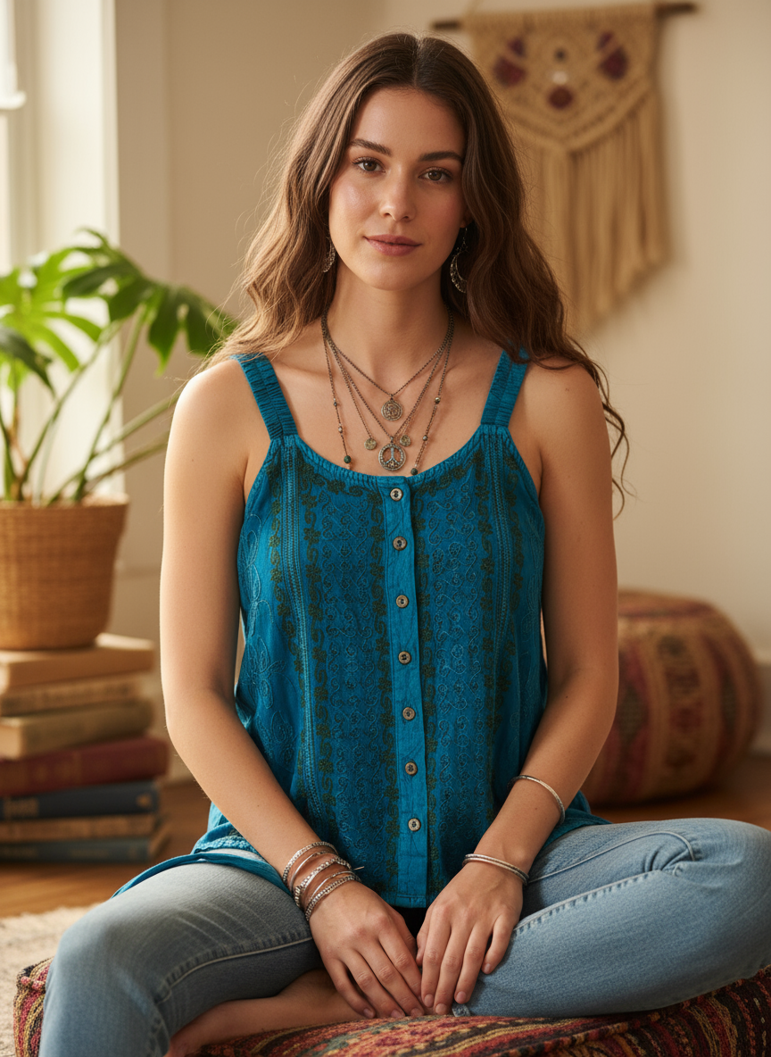 Bohemian Handcrafted Crop Top #CRTOP105