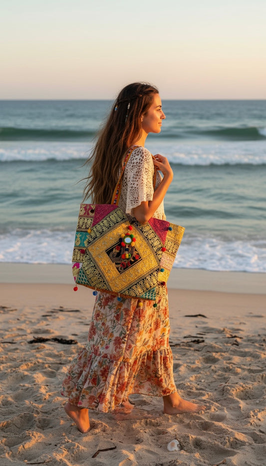 BOHEMIAN STYLE HANDCRAFTED ETHNIC TOTE BAGS # 10124