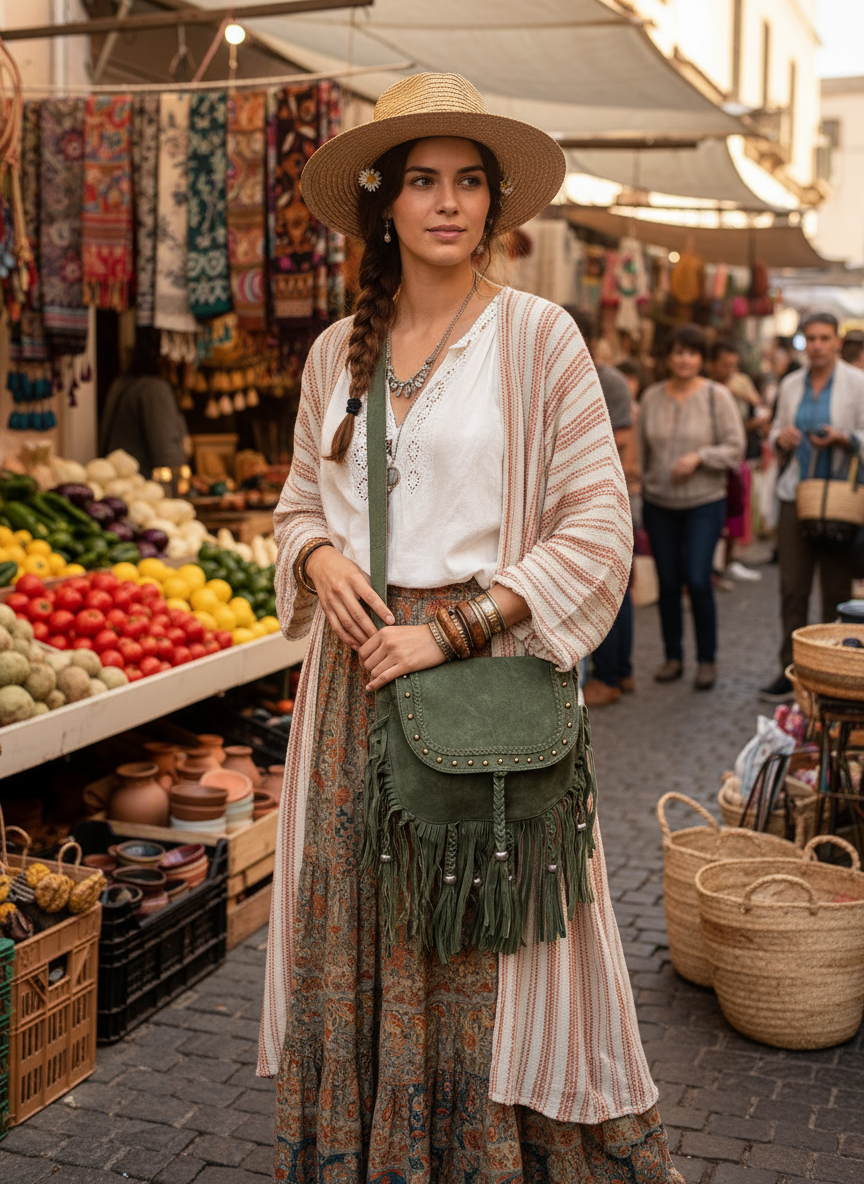 BOHEMIAN STYLE HANDCRAFTED GENUINE  LEATHER BAGS #206884