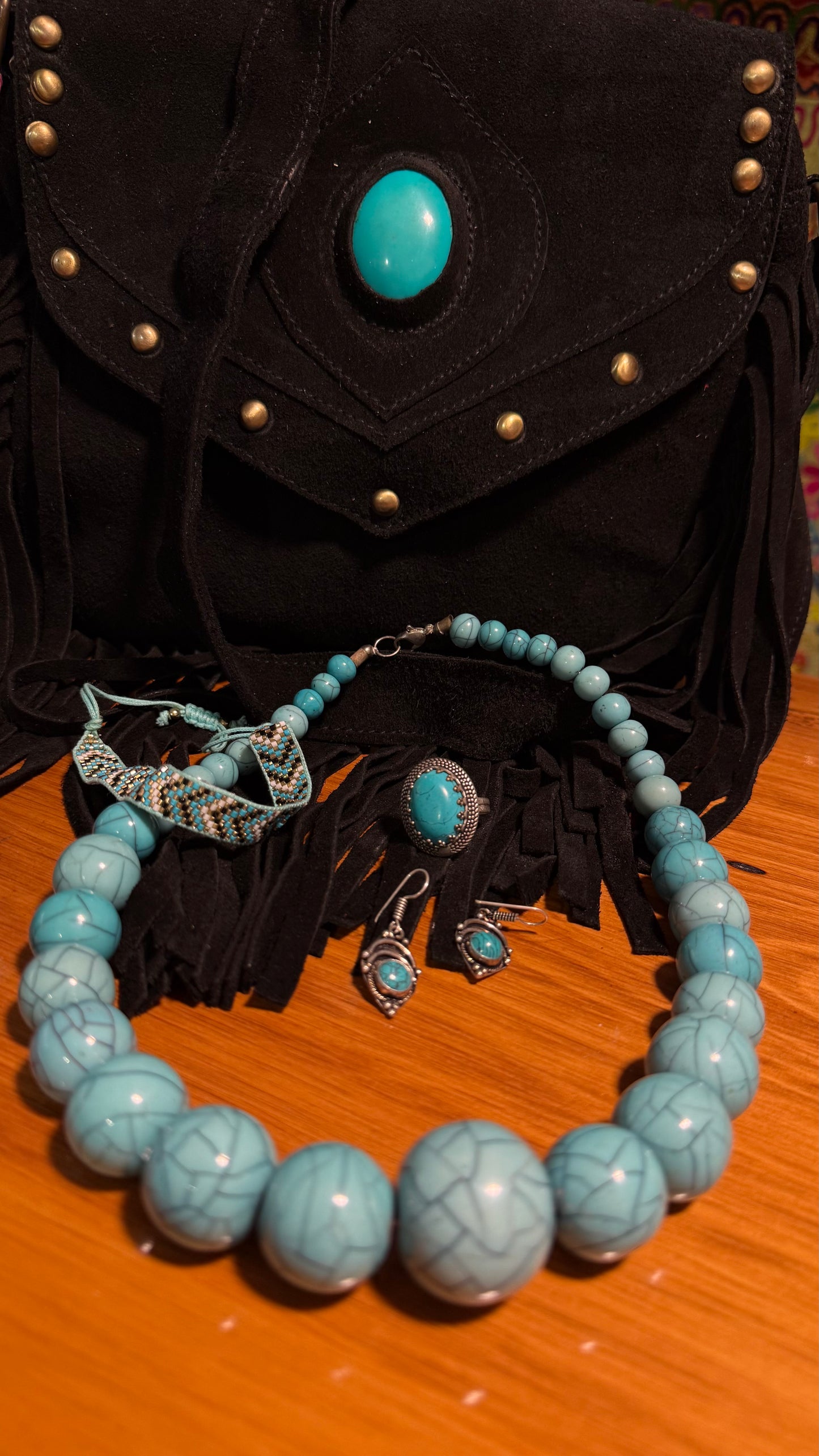 BOHEMIAN STATEMENT HANDCRAFTED GENUINE SUEDE LEATHER BAG #LEA11110