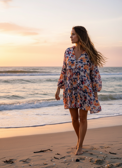 Bohemian style handcrafted Georgette Top/dress #413003