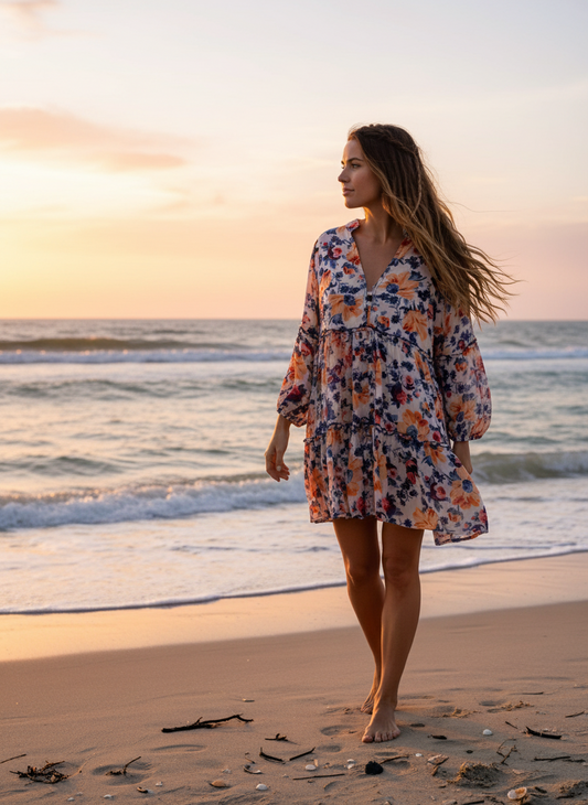 Bohemian style handcrafted Georgette Top/dress #413003