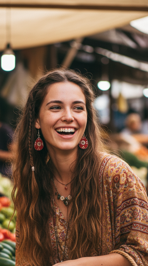 Bohemian style handcrafted Tibetan earrings #220101