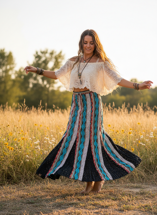BOHEMIAN STYLE HANDCRAFTED COTTON SKIRTS #19610