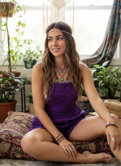 Bohemian style handcrafted Overall Shorts  #436