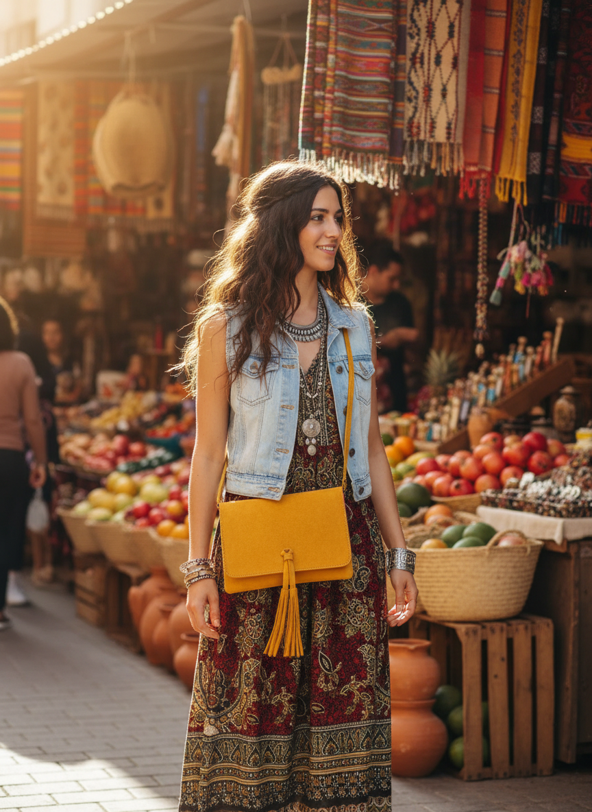 BOHO HANDCRAFTED GENUINE SUEDE LEATHER BAG #205569