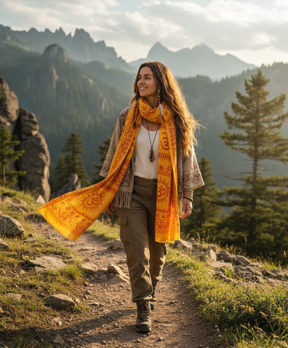 Bohemian style handcrafted Genuine Cotton Om scarves # 722