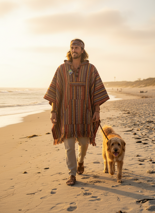 Boho style handcrafted Hoodie Plus size UNISEX Gheri poncho #017663