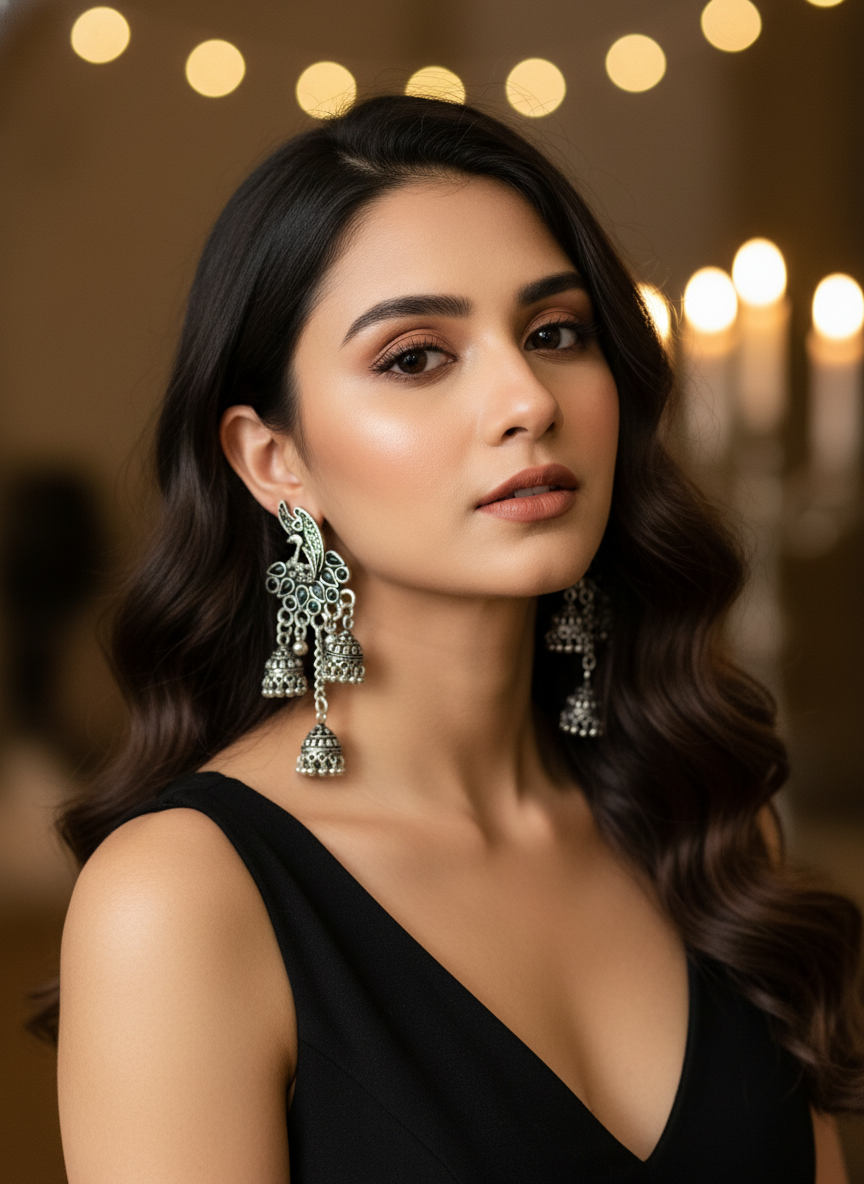 BOHEMIAN STYLE HANDCRAFTED PEACOCK EARRINGS # 00981