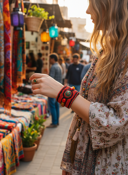 BOHEMIAN STYLE HANDCRAFTED HAND CUFF BANGLE# 8461