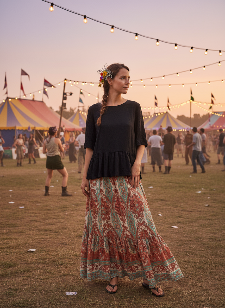 Bohemian style handcrafted Georgette Top #003107