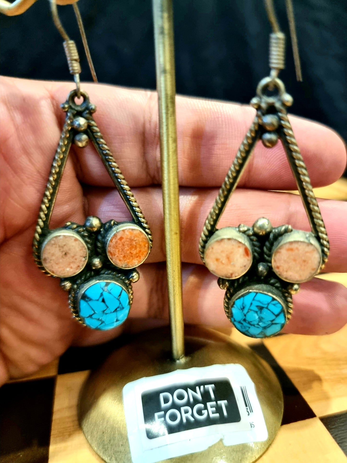 Bohemian style handcrafted Tibetan earrings #2203