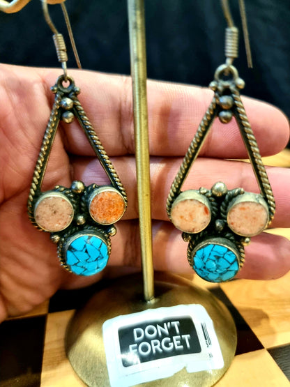 Bohemian style handcrafted Tibetan earrings #2203