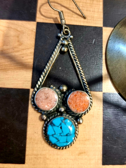 Bohemian style handcrafted Tibetan earrings #2203