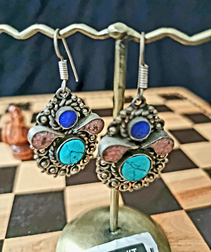 Bohemian style handcrafted Tibetan earrings #2202
