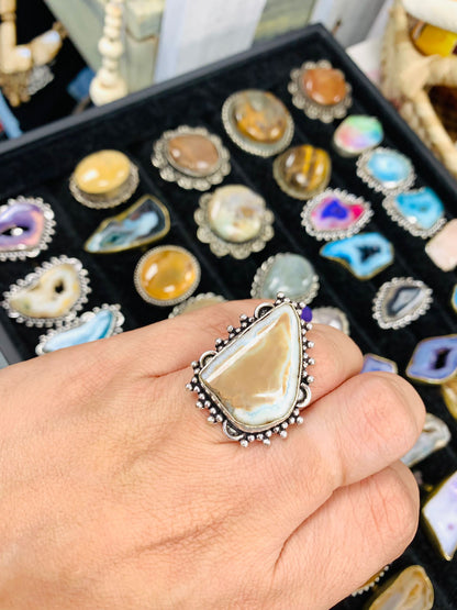 Bohemian style handcrafted Stone ring #1922