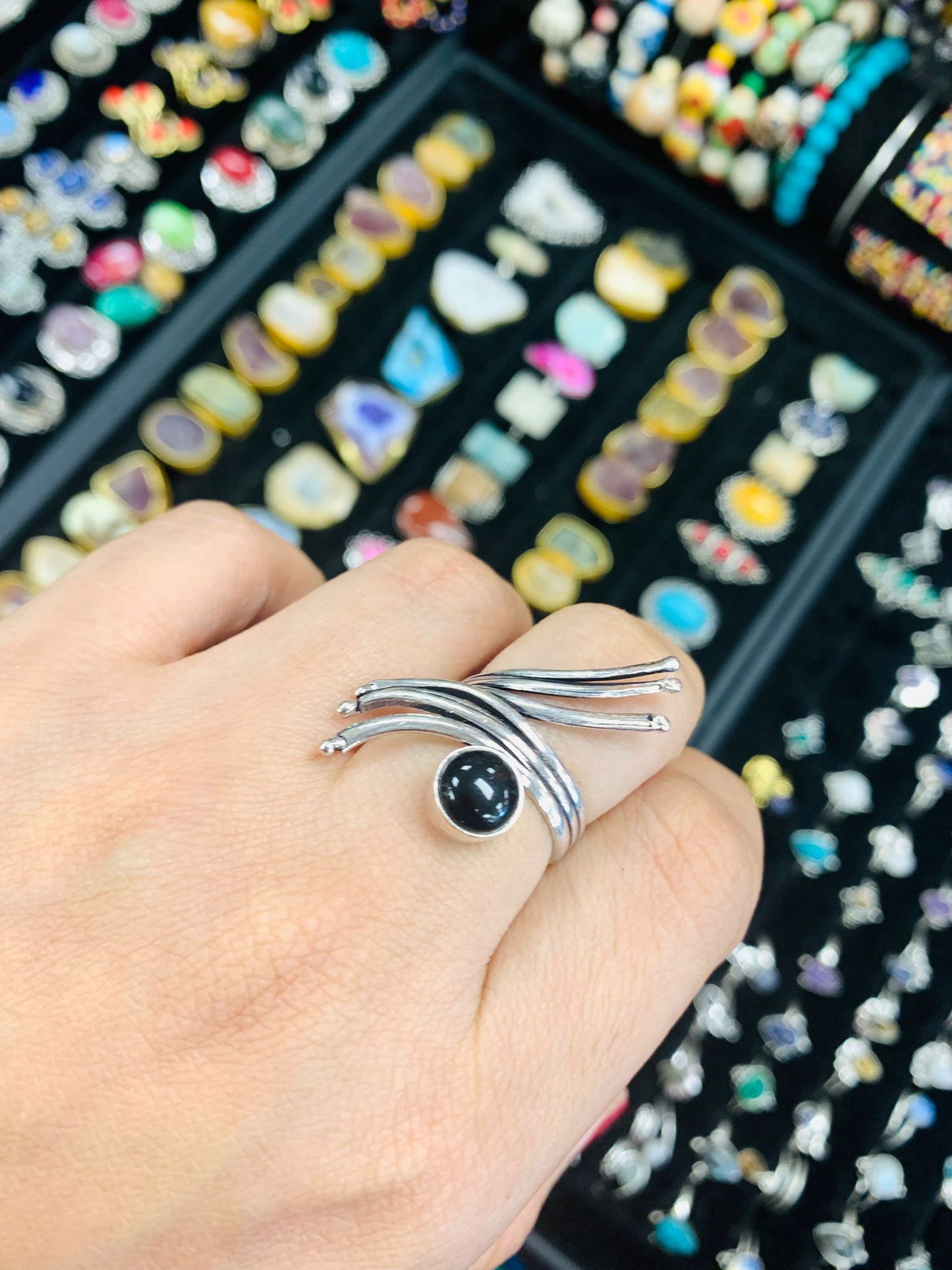 Bohemian style handcrafted Natural Stone ring #45022