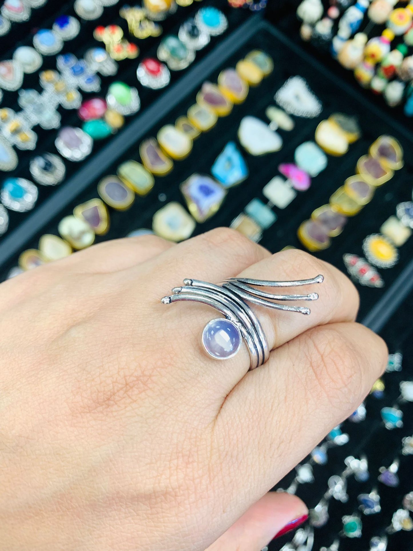 Bohemian style handcrafted Natural Stone ring #45028