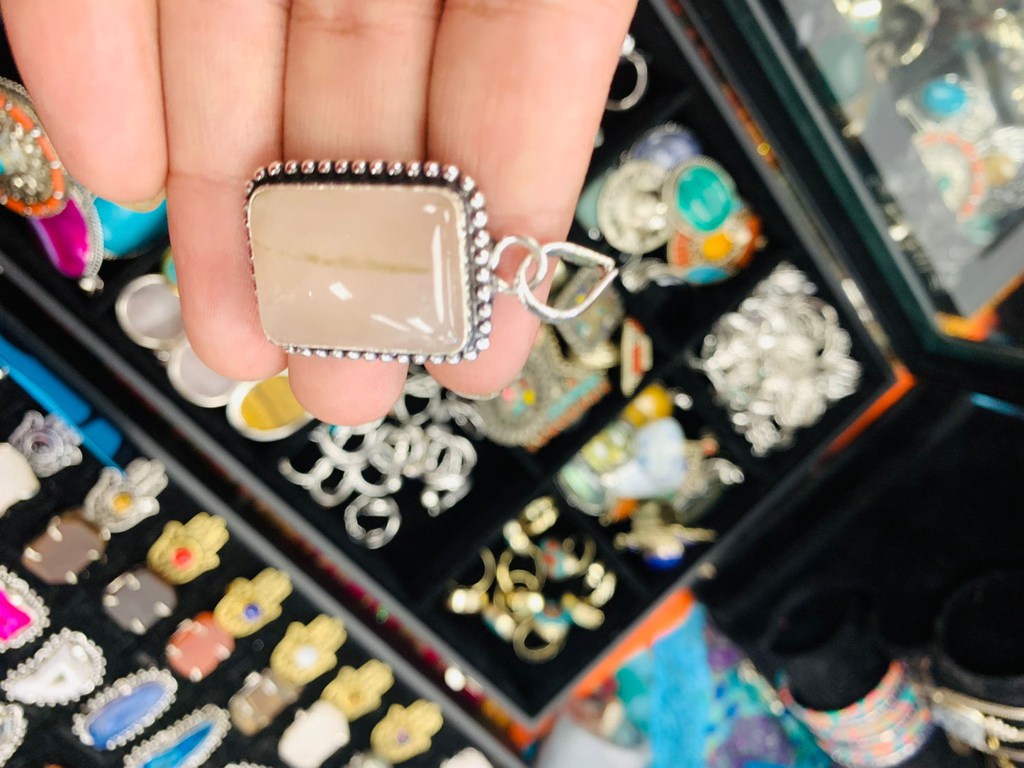 Bohemian style handcrafted natural Stone Pendant #4056