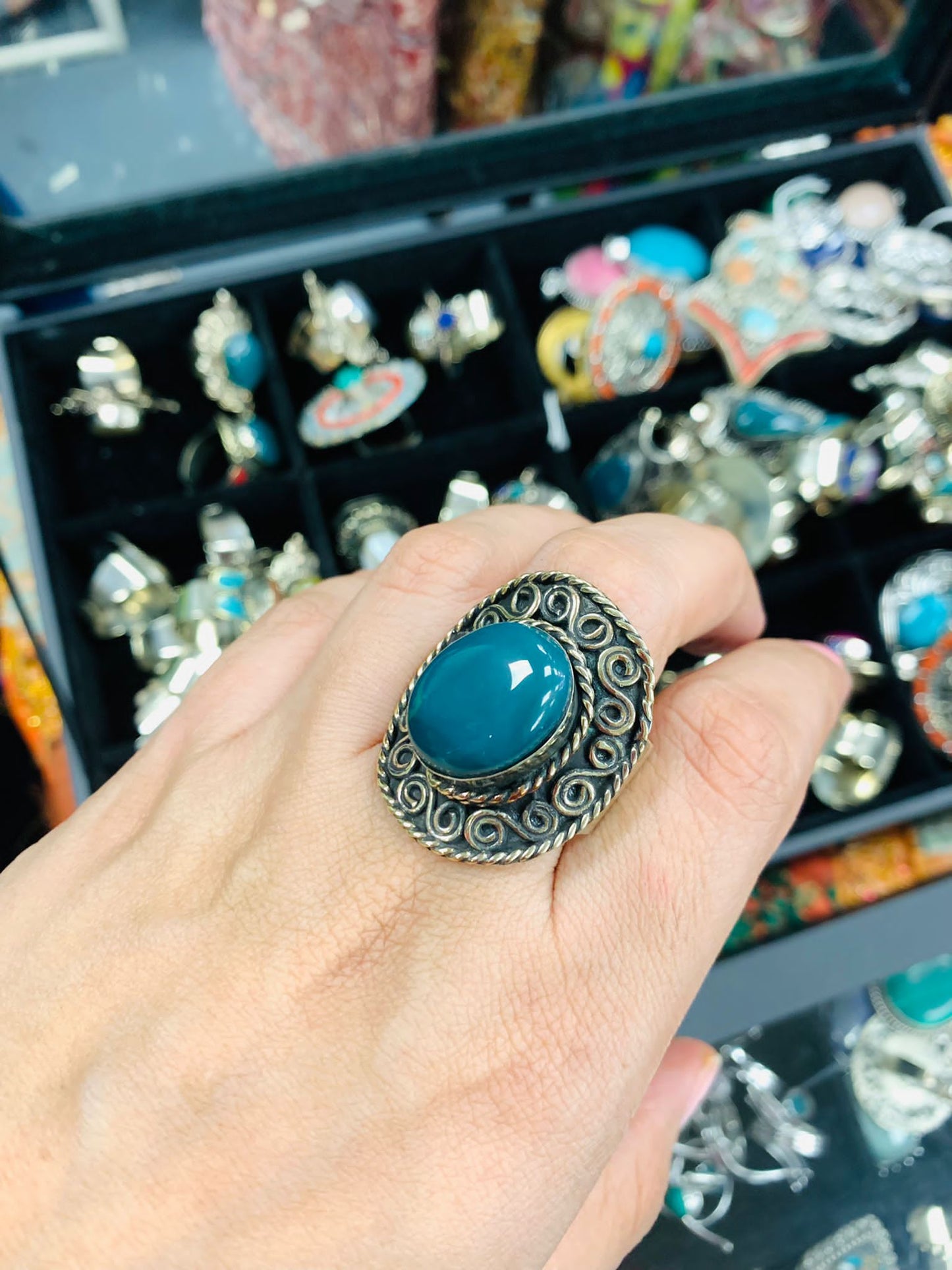 Bohemian style handcrafted Natural Stone ring #45036