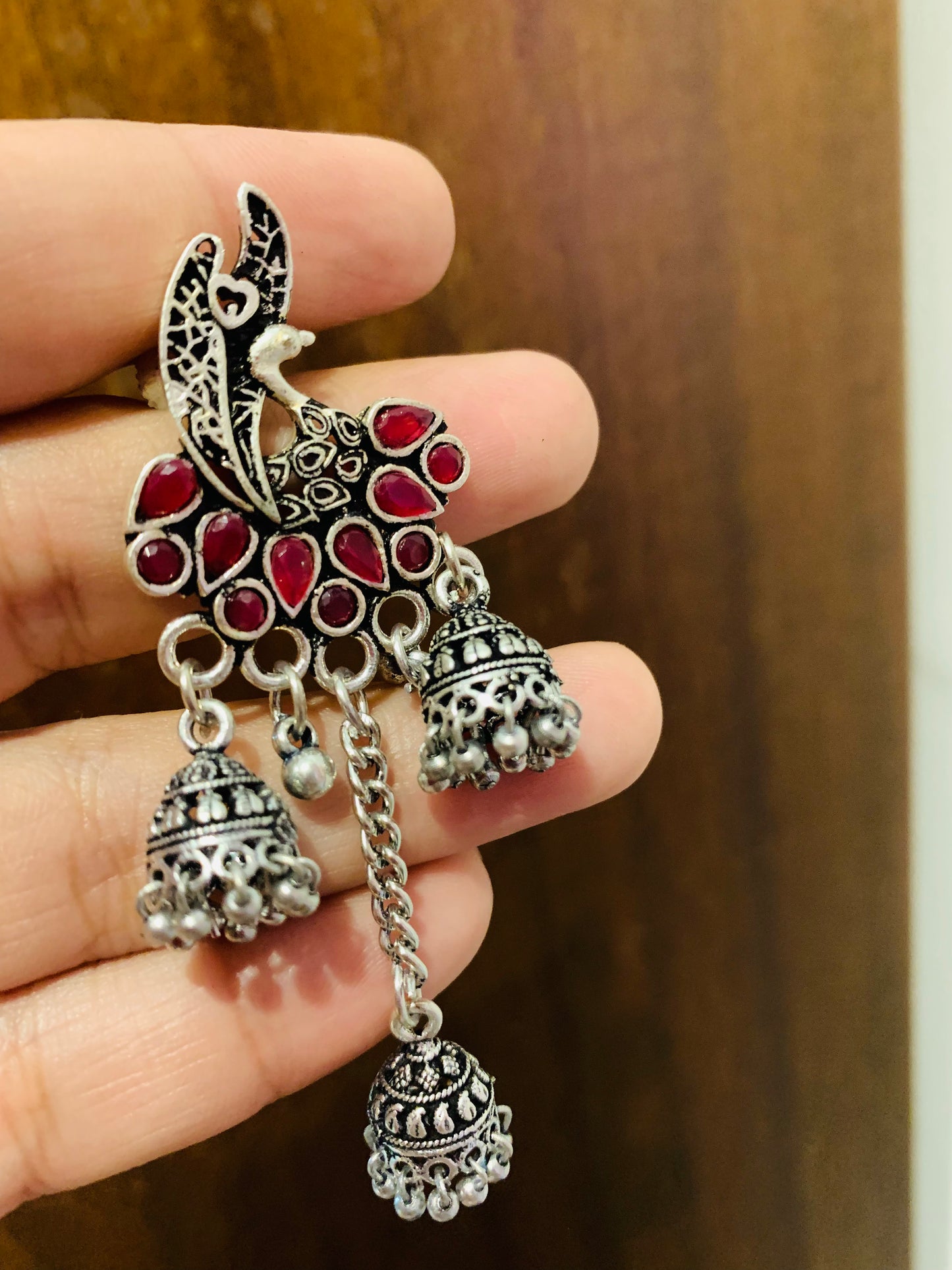 BOHEMIAN STYLE HANDCRAFTED PEACOCK EARRINGS # 00981