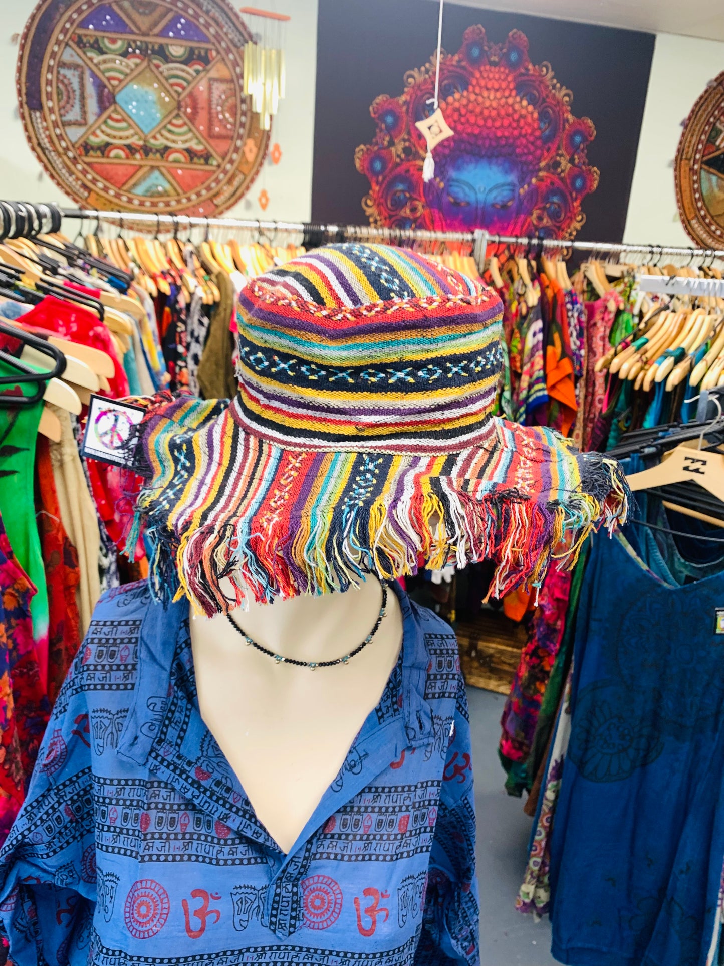 BOHEMIAN STYLE HANDCRAFTED REVERSIBLE HIPPIE SUN HATS #8456