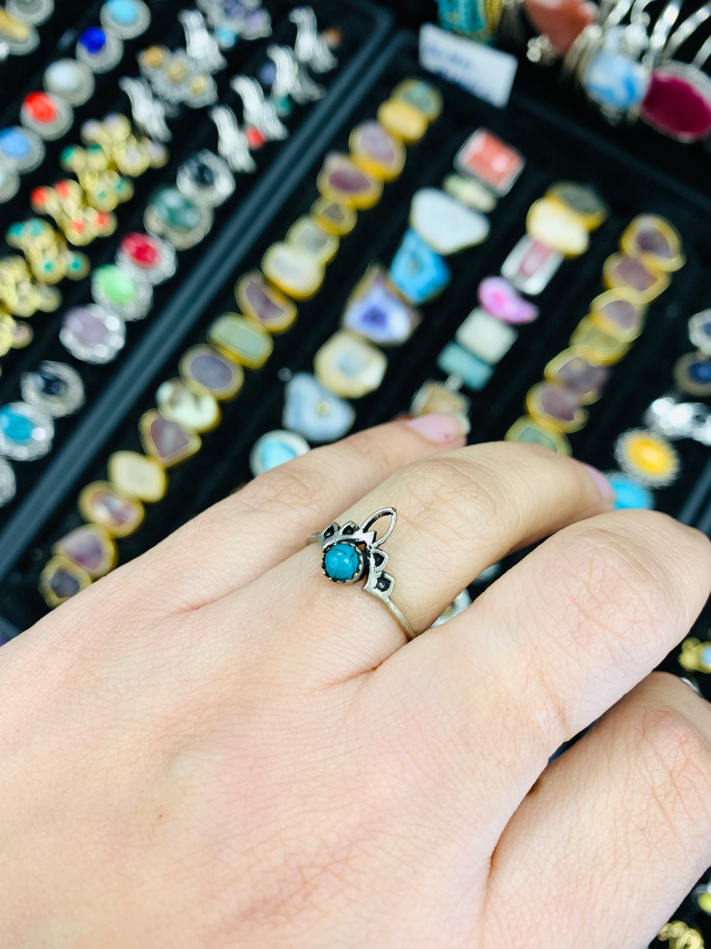 Bohemian style handcrafted Natural Stone ring #451046