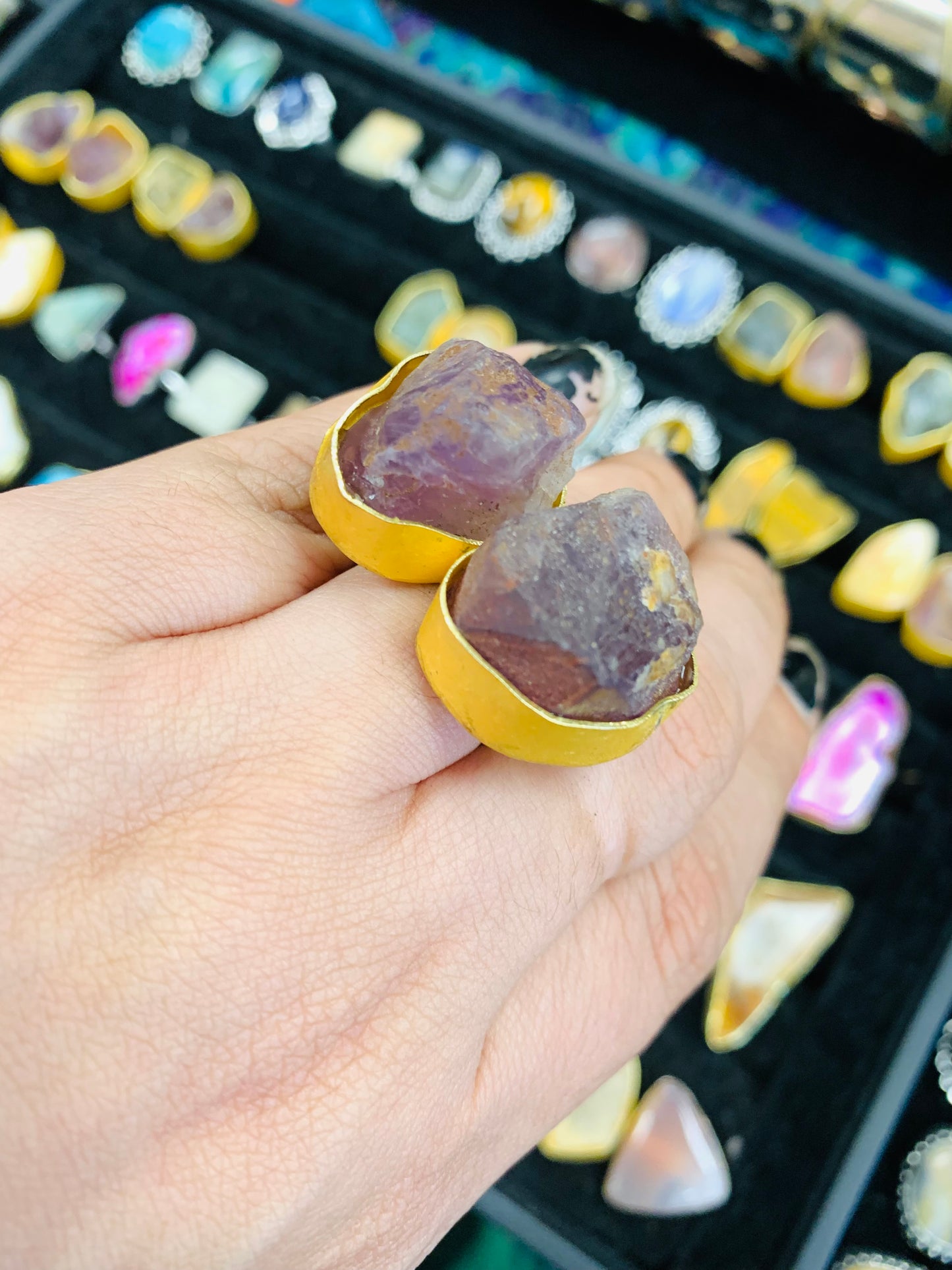 Bohemian style handcrafted Natural Stone ring #757