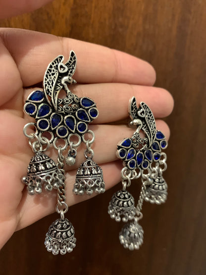 BOHEMIAN STYLE HANDCRAFTED PEACOCK EARRINGS # 00981