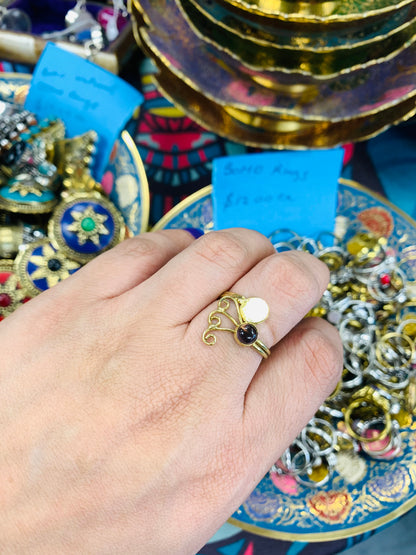 Bohemian style handcrafted Natural Stone ring #45008