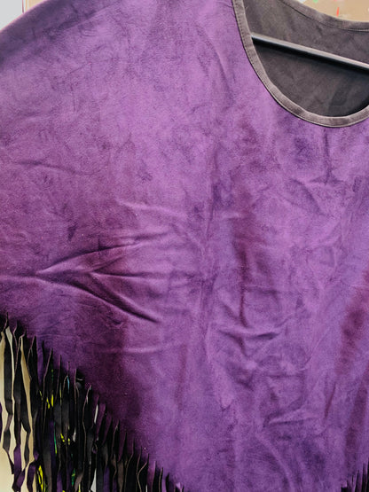 Bohemian style handcrafted Faux Suede Poncho # 77121