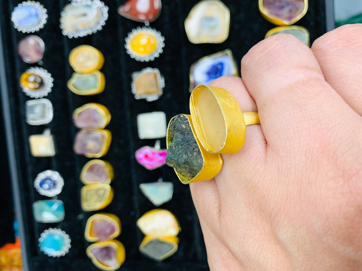 Bohemian style handcrafted Natural Stone ring #756