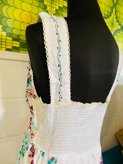 BOHEMIAN STYLE HANDCRAFTED WHITE DRESS #1228