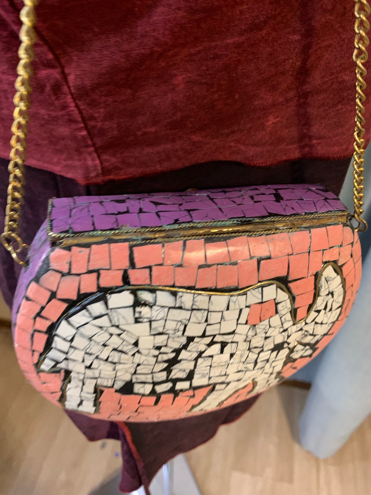 CLEARANCE!!  Bohemian style handcrafted metal / Brass Clutch #906