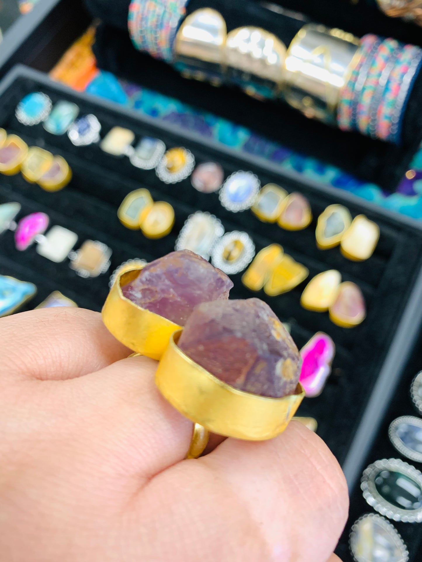Bohemian style handcrafted Natural Stone ring #757