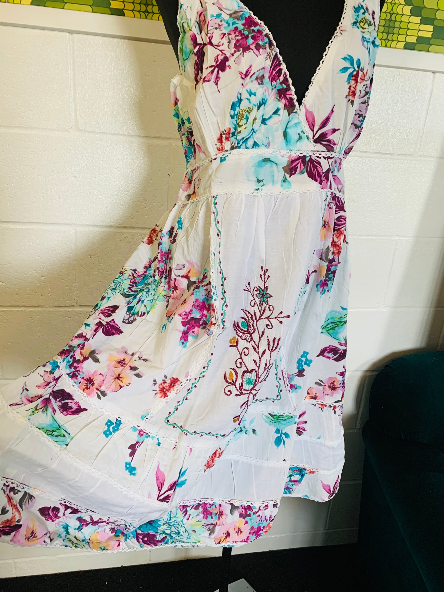 BOHEMIAN STYLE HANDCRAFTED WHITE DRESS #1228