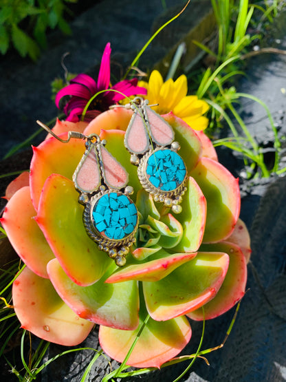 Bohemian style handcrafted Tibetan earrings #93