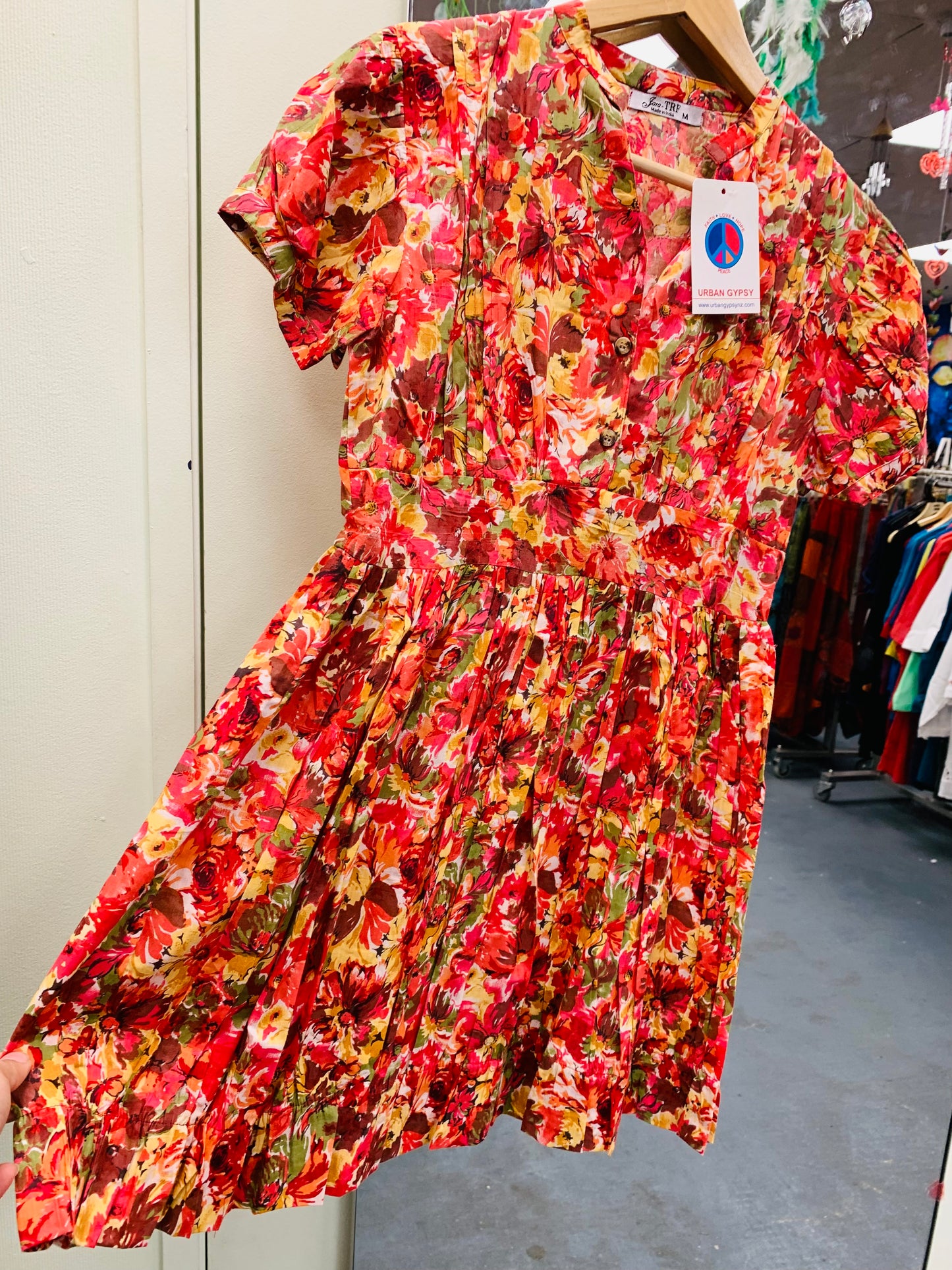 BOHEMIAN STYLE HANDCRAFTED COTTON SHORT DRESS #6123