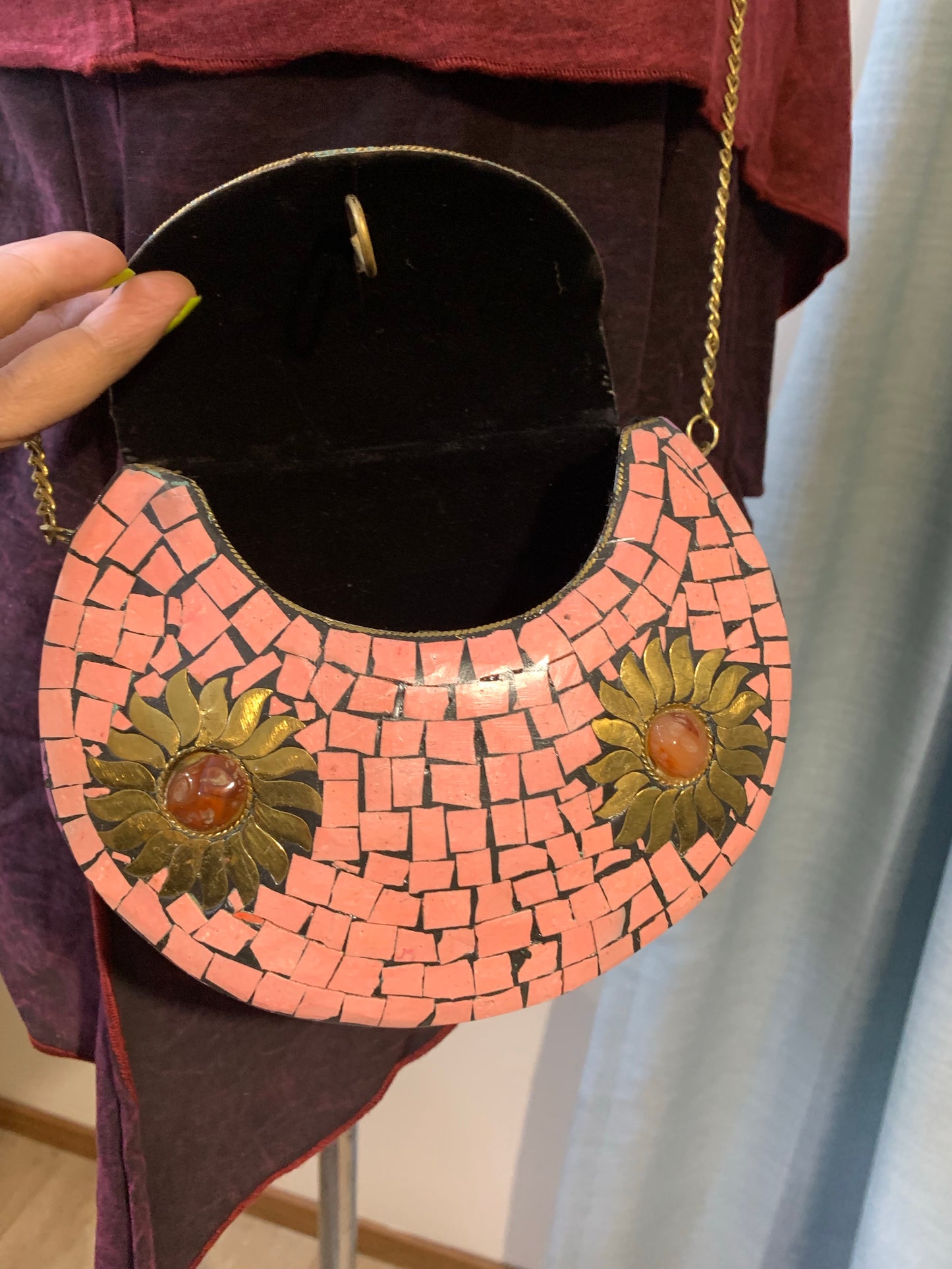 CLEARANCE!!  Bohemian style handcrafted metal / Brass Clutch #906