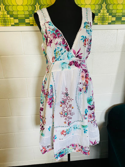 BOHEMIAN STYLE HANDCRAFTED WHITE DRESS #1228