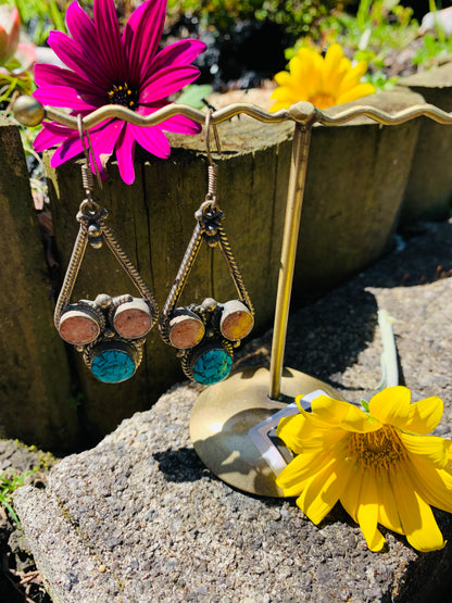 Bohemian style handcrafted Tibetan earrings #2203
