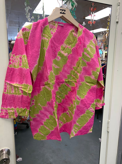 Bohemian style handcrafted tie dye cotton Top #9880