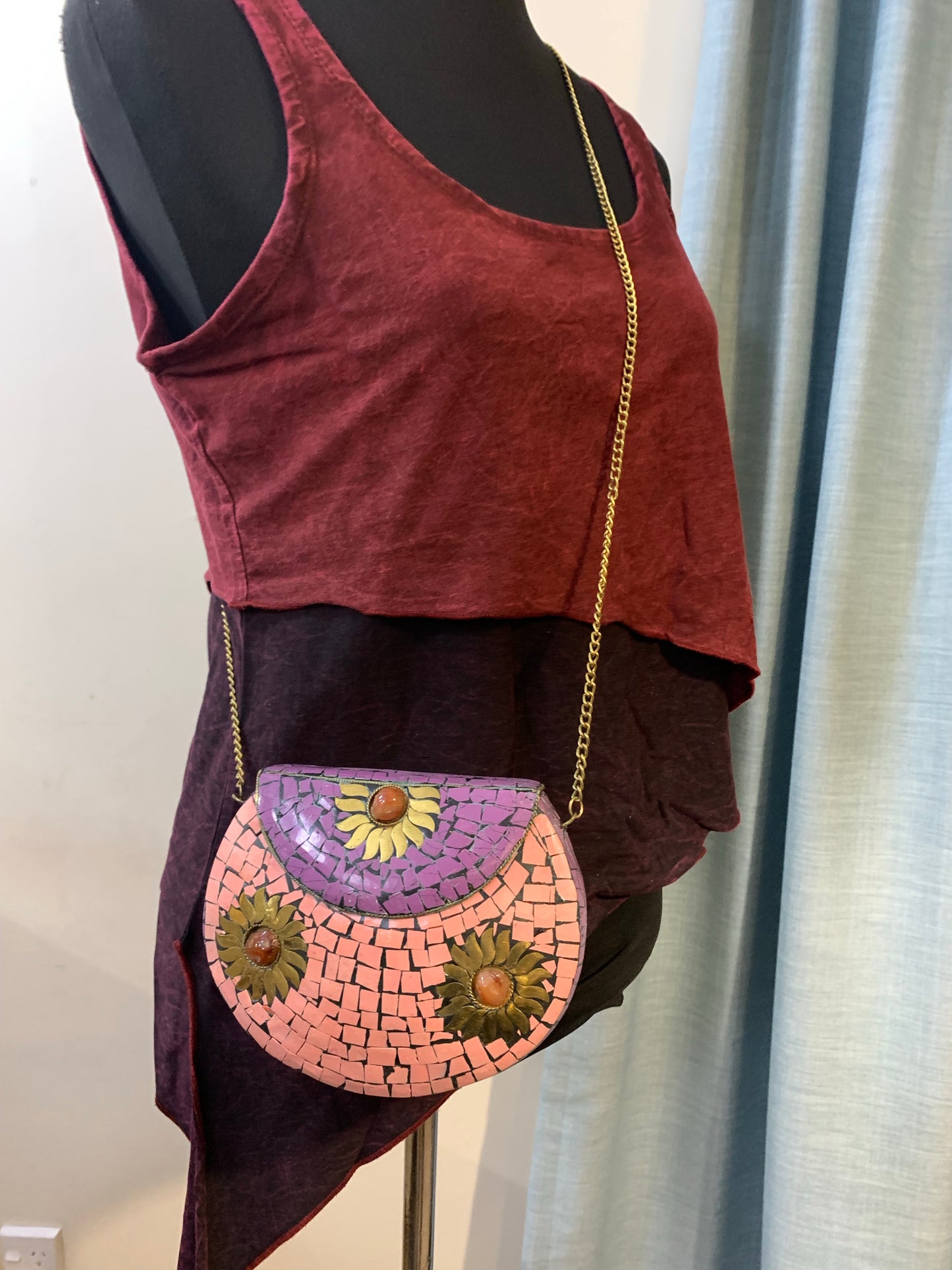 CLEARANCE!!  Bohemian style handcrafted metal / Brass Clutch #906