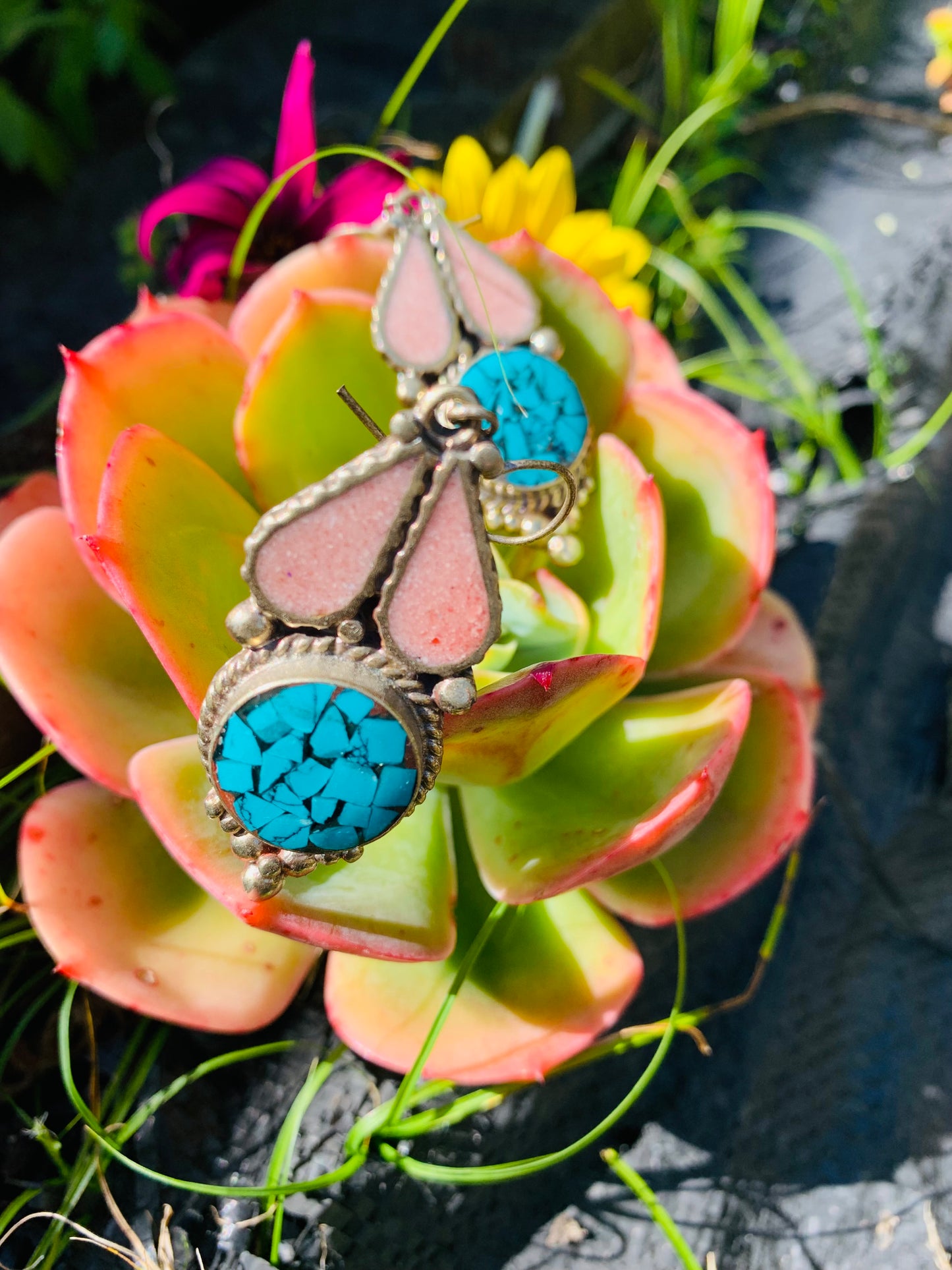 Bohemian style handcrafted Tibetan earrings #93