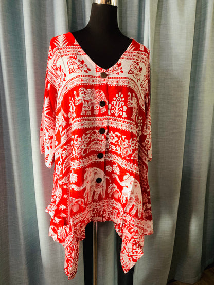 Bohemian style handcrafted cotton Shirt/Top #001803