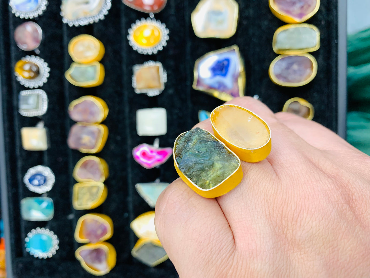 Bohemian style handcrafted Natural Stone ring #756